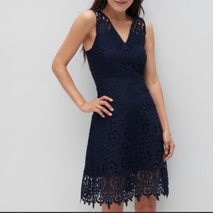 Banana republic navy blue lace style dress.